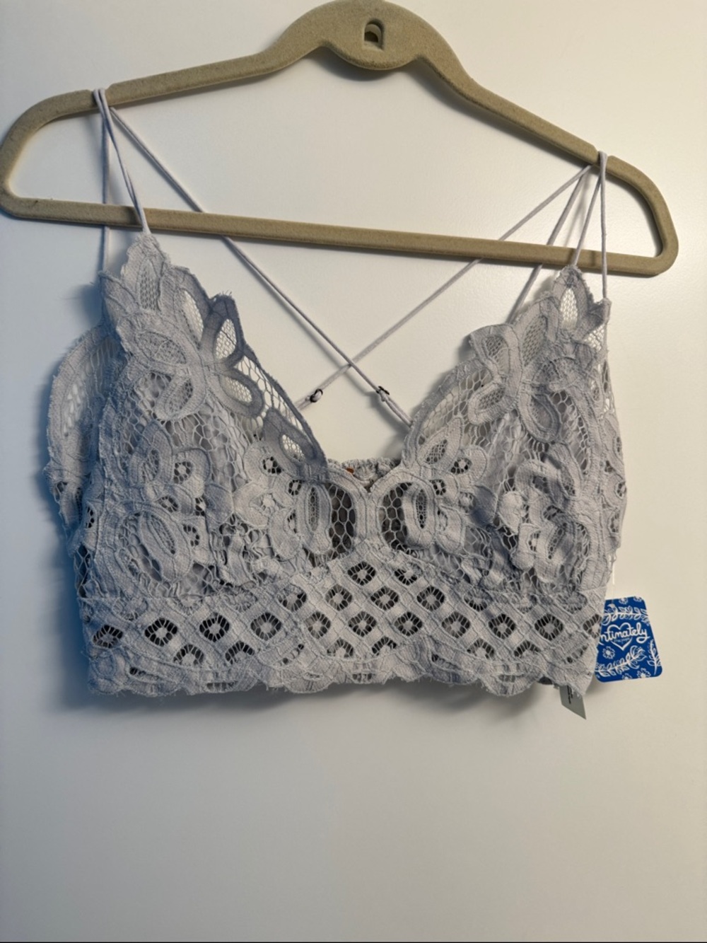 New Free People Adells Bralette with Strappy Back in Stone sz L